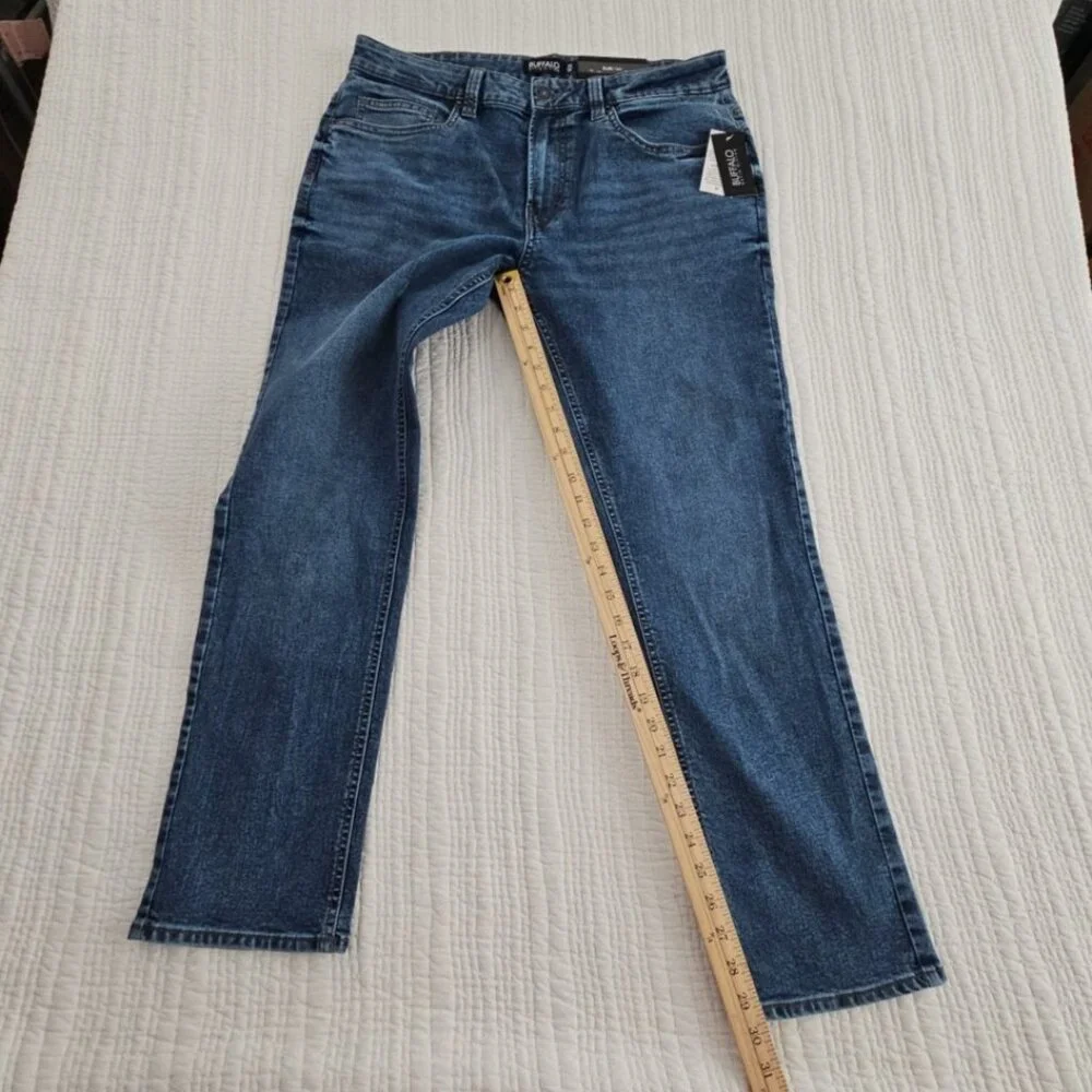 Buffalo David Bitton Ash Jeans Men's 34x30 Med Wash NEW Slim‎ Straight Stretch